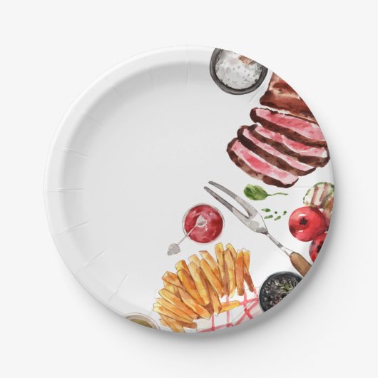 Waterverf van steak food papieren bordje (Voorkant)