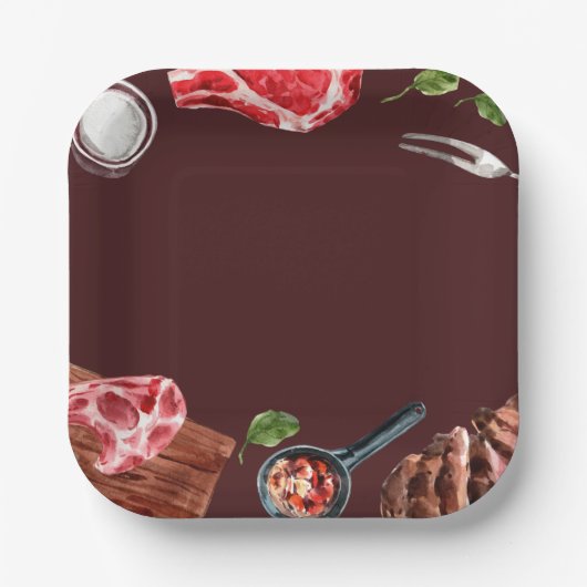 Waterverf van steak food papieren bordje (Voorkant)