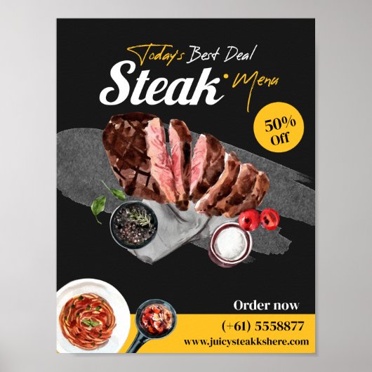 Waterverf van steak food poster