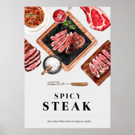 Waterverf van steak food poster