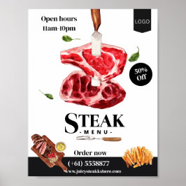 Waterverf van steak food poster