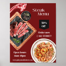 Waterverf van steak food poster