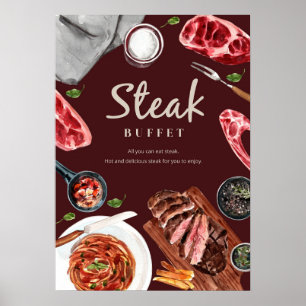 Waterverf van steak food poster
