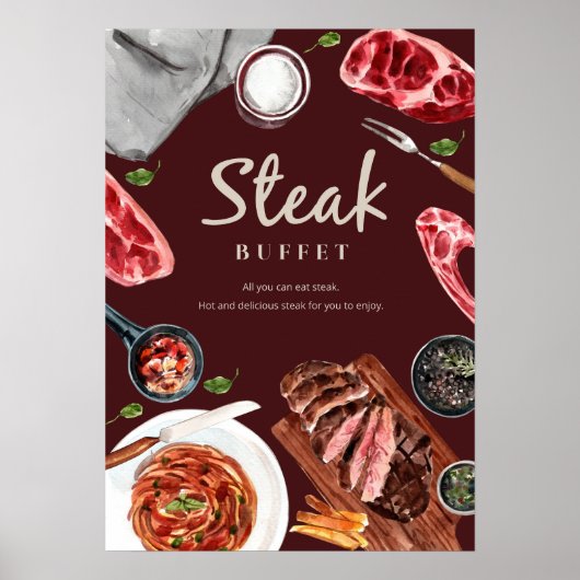 Waterverf van steak food poster (Voorkant)