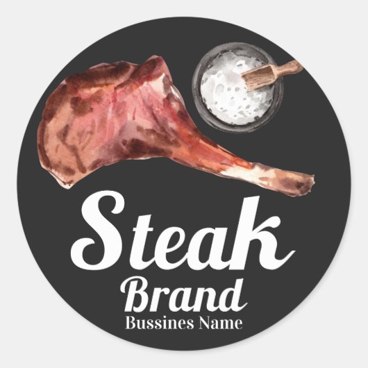 Waterverf van steak food ronde sticker (Voorkant)