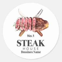 Waterverf van steak food ronde sticker