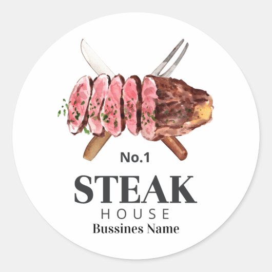 Waterverf van steak food ronde sticker (Voorkant)