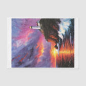 Waterverf van stormachtig zee met vuurtoren bij zo tissuepapier (Voorkant)