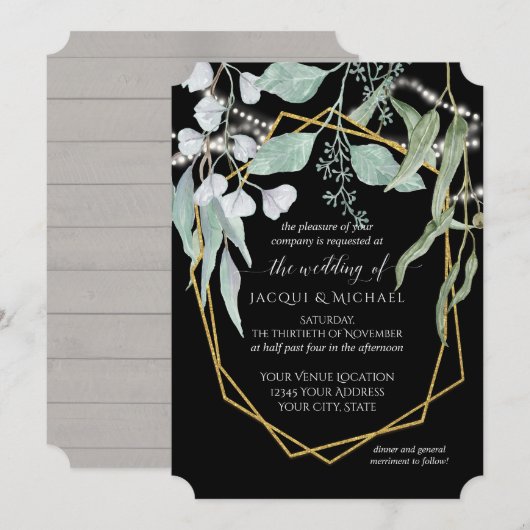 Waterverf van strijklampjes Eucalyptus Geometric W Kaart (Voorkant / Achterkant)