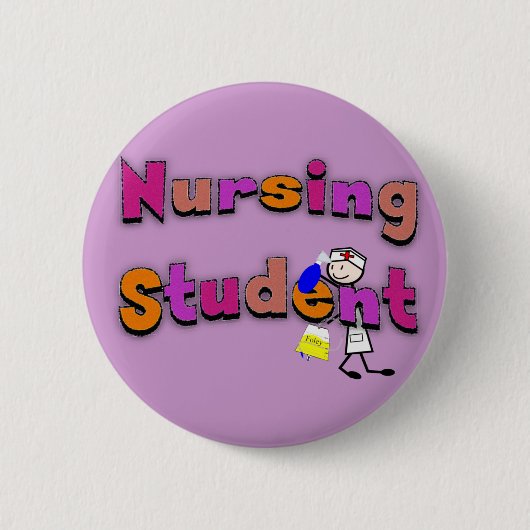 Waterverf van studente verpleegster ronde button 5,7 cm (Voorkant)