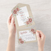 Waterverf van Terracotta bloemen beige hertrouweri All In One Uitnodiging (Afscheurbaar)