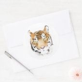 Waterverf van tijgerhoofd Big Wild Cat Animal Ronde Sticker (Envelop)