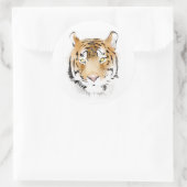 Waterverf van tijgerhoofd Big Wild Cat Animal Ronde Sticker (Tas)