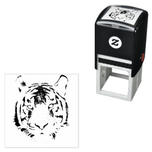 Waterverf van tijgerhoofd Big Wild Cat Animal Zelfinktende Stempel