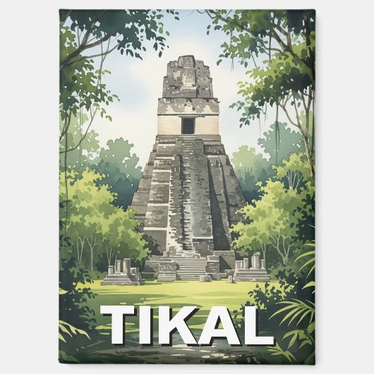 Waterverf van Tikal Guatemala Magneet (Voorkant)