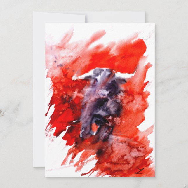 Waterverf van Toro Spaans vechtstier (Voorkant)