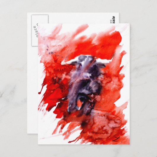 Waterverf van Toro Spaans vechtstier Briefkaart (Voorkant / Achterkant)