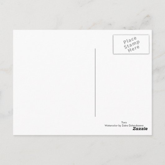 Waterverf van Toro Spaans vechtstier Briefkaart (Achterkant)