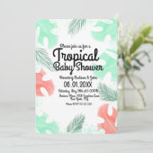 Waterverf van tropisch Baby shower Monstera Coral Kaart (Staand voorkant)