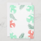 Waterverf van tropisch Baby shower Monstera Coral Kaart (Achterkant)