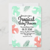 Waterverf van tropisch Baby shower Monstera Coral Kaart (Voorkant)