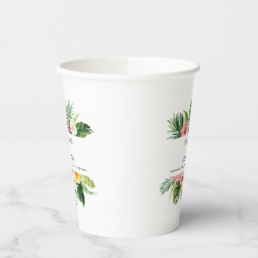 waterverf van tropisch felle geblazen naaldhout  papieren bekers (Links)