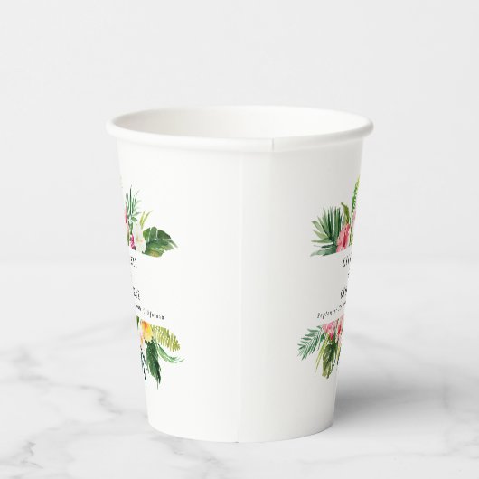 waterverf van tropisch felle geblazen naaldhout  papieren bekers (Rechts)