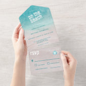 Waterverf van Tropische Beach Wedding All In One Uitnodiging (Afscheurbaar)