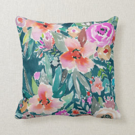 WATERVERF van Tropische houtflora met kleurrijke W Kussen