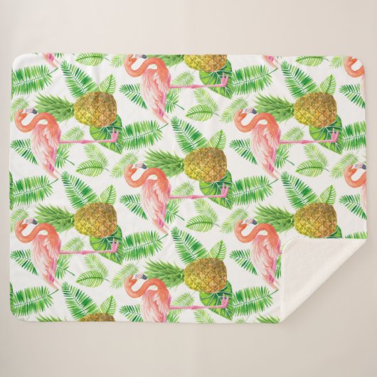 Waterverf van tropische tuinen sherpa deken (Voorkant (horizontaal))