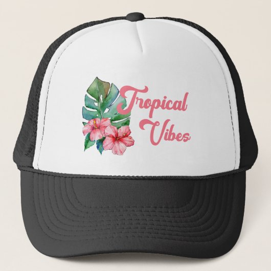 Waterverf van tropische virussen Floral Trucker Pet (Voorkant)