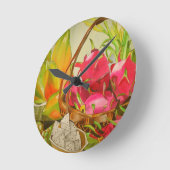 waterverf van tropische vruchten nog steeds kunsts ronde klok (Hoek)