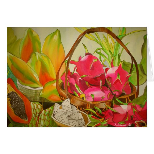 Waterverf van tropische vruchten nog steeds levens (Voorkant Horizontaal)