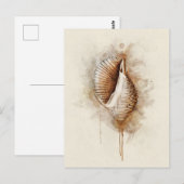 Waterverf van Tropische Zee Shell van kuststrand Briefkaart (Voorkant / Achterkant)
