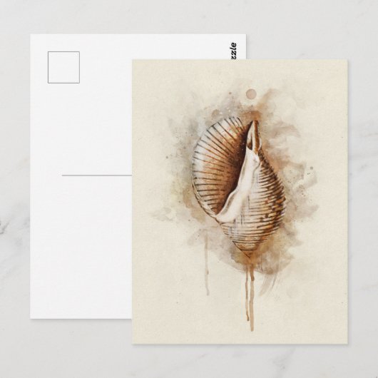 Waterverf van Tropische Zee Shell van kuststrand Briefkaart (Voorkant / Achterkant)