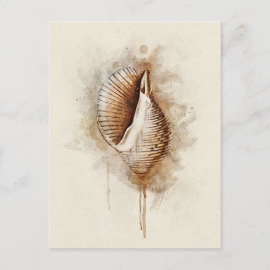Waterverf van Tropische Zee Shell van kuststrand Briefkaart (Voorkant)
