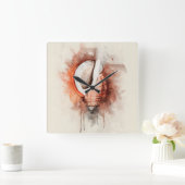 Waterverf van Tropische Zee Shell van kuststrand Vierkante Klok (Huis)