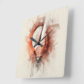 Waterverf van Tropische Zee Shell van kuststrand Vierkante Klok (Hoek)