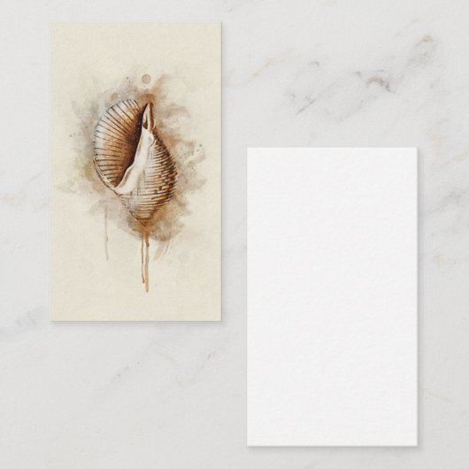 Waterverf van Tropische Zee Shell van kuststrand Visitekaartje (Voorkant / Achterkant)