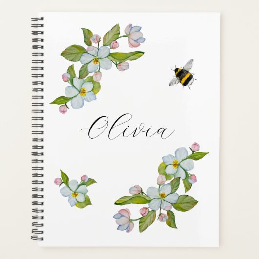 Waterverf van tuinbomen en hommels planner (Voorkant)