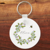 Waterverf van tuinbomen en hommels sleutelhanger (Voorkant)