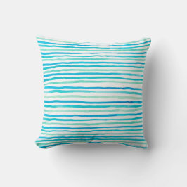 Waterverf van Turquoise Beachy Stripes Kussen