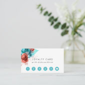 Waterverf van Turquoise en Coral Floral Klantenkaartje (Staand voorkant)