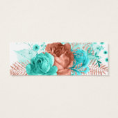 Waterverf van Turquoise en Coral Floral Wedding RS Mini Visitekaartjes (Achterkant)