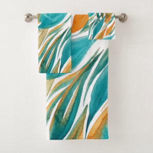 Waterverf van turquoise en roest Herfst met de han Bad Handdoek