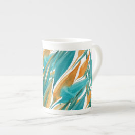 Waterverf van turquoise en roest Herfst met de han Porselein Kop