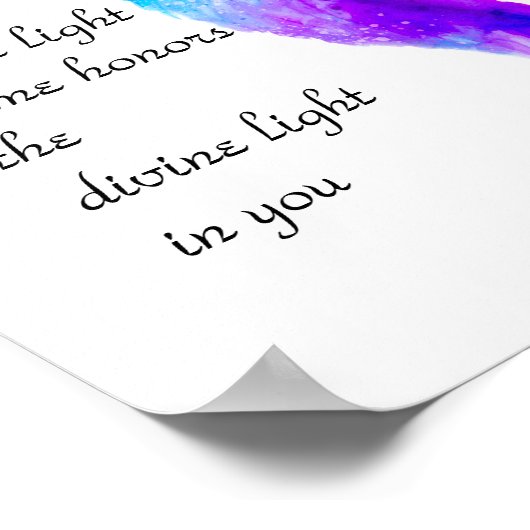 waterverf van veren: Namaste blauw en paars Poster (Hoek)