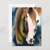 Waterverf van verf-paarden briefkaart (Voorkant / Achterkant)