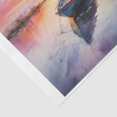 Waterverf van verlaten rawboat in the dawn tissuepapier (Detail)