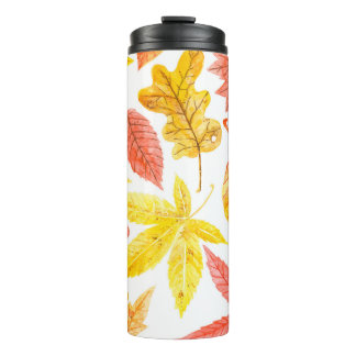 Waterverf van verschillende kleurrijke herfst thermosbeker